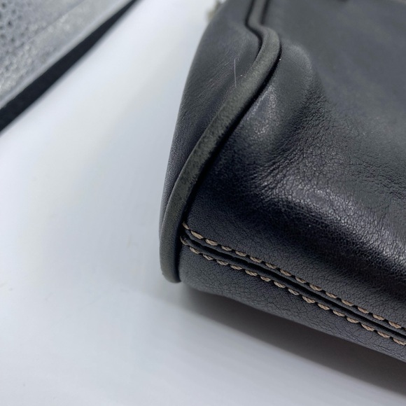 584coach unisex 1941 collection pouch black leather zip top #5086 Preowned - Picture 5 of 9